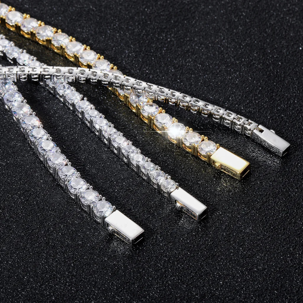 BES 3Mm 4Mm 5Mm 6Mm High Quality Copper Zircon Tennis Chain Bracelet Iced Out Tennis Chain for Men Women Jewelry