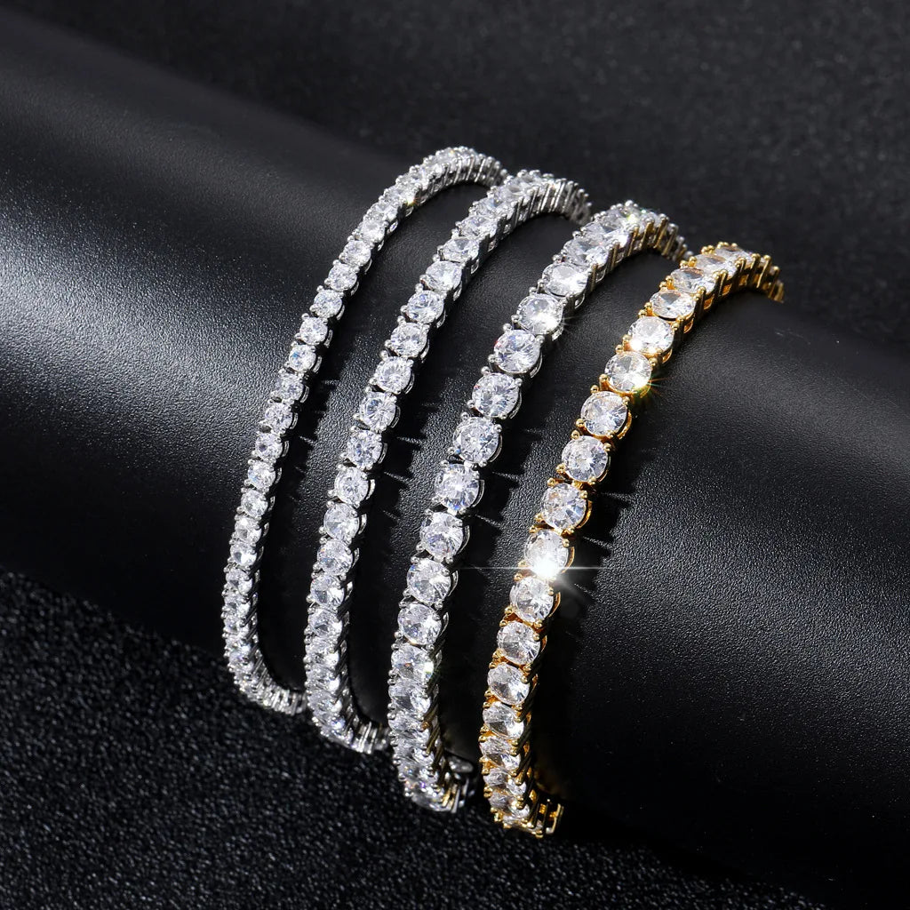 BES 3Mm 4Mm 5Mm 6Mm High Quality Copper Zircon Tennis Chain Bracelet Iced Out Tennis Chain for Men Women Jewelry